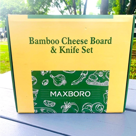 New. Maxboro Foldable Charcuterie Boards, Bamboo Cheese Board & Knife Set - Picture 2 of 7